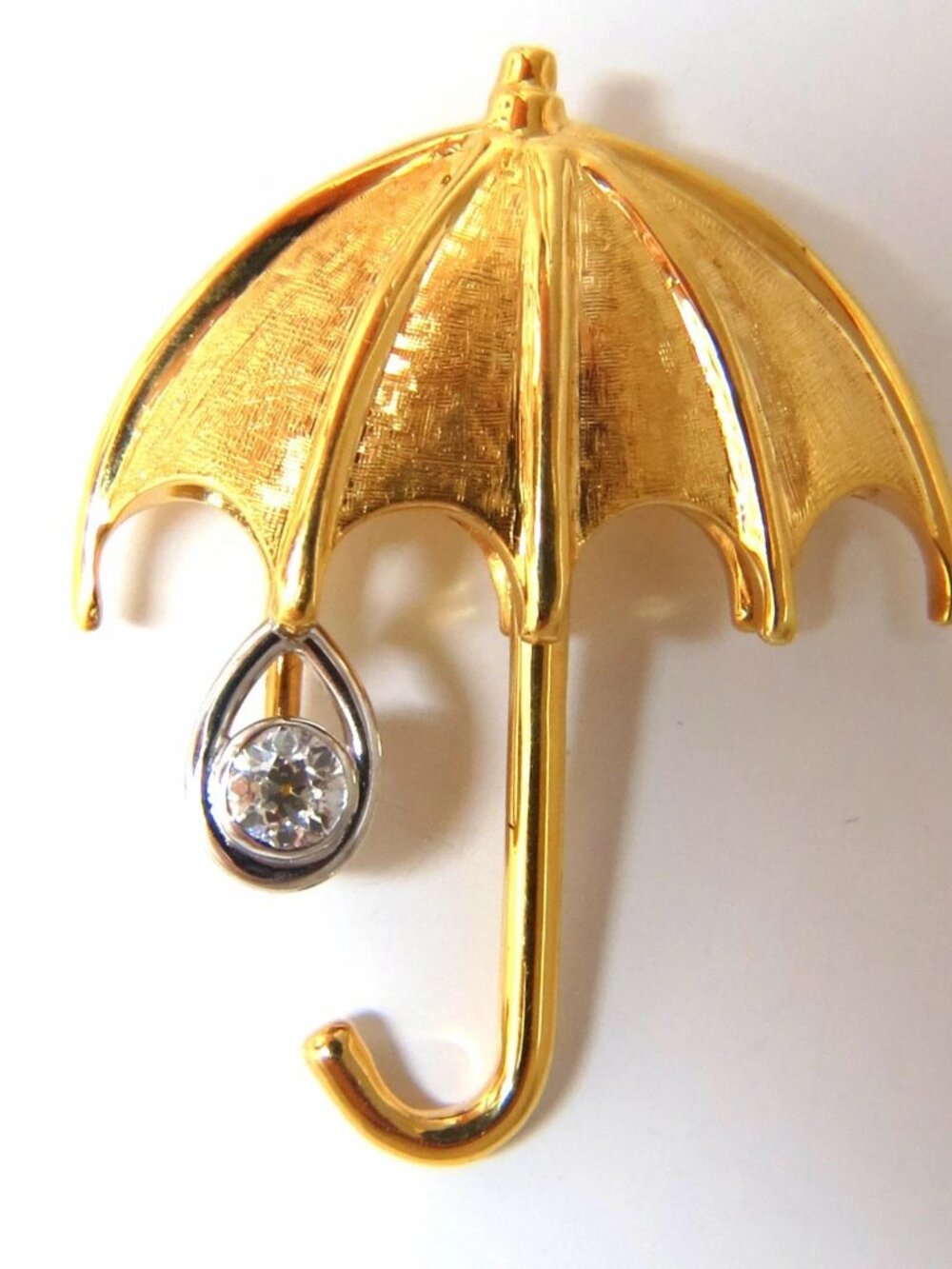 .50ct Diamond Umbrella brooch pin 14kt & Rain Drop*